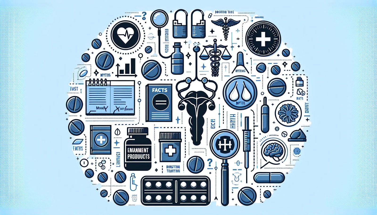 Image showing a selection of male enhancement products, including pills, natural supplements, and discreet packaging, emphasizing confidence and health.